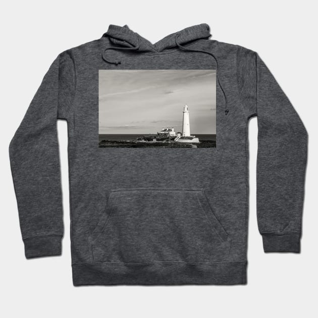 St Mary's lighthouse Whitley bay - Sepia Hoodie by zglenallen